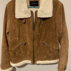 NWOT LUCKY BRAND SUEDE SHERPA LINED JACKET.